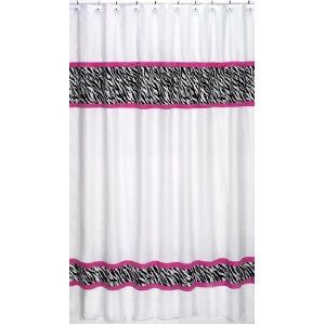 Hot Pink Funky Zebra Kids Fabric Bath Shower Curtain