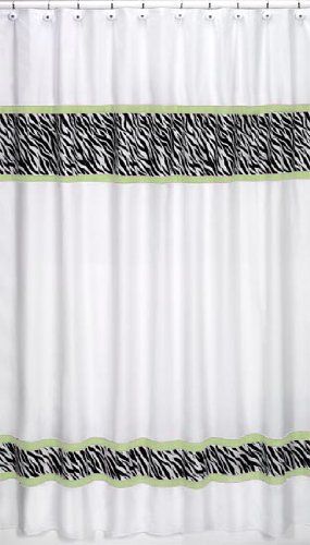 Lime Funky Zebra Kids Fabric Bath Shower Curtain