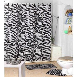 Shower Curtain Kids Jungle Safari Black Zebra Design