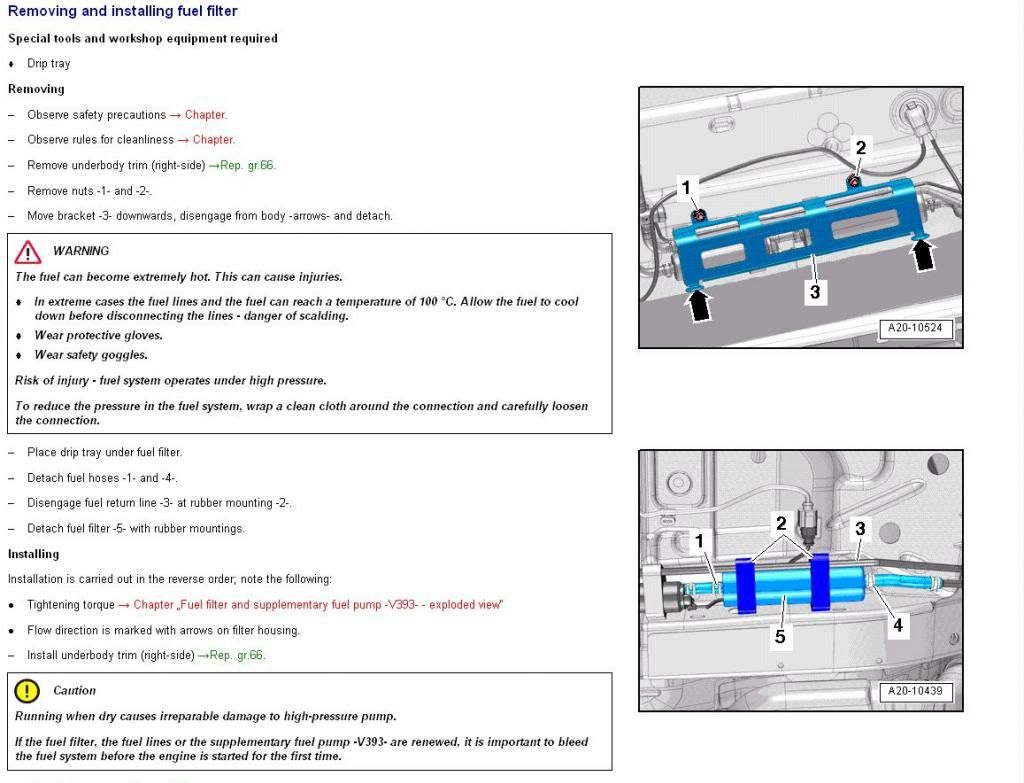 2014 TDI Fuel filter change AudiWorld Forums