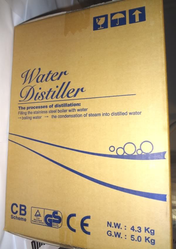 New MegaHome Countertop Water Distiller System - Side of box picture.