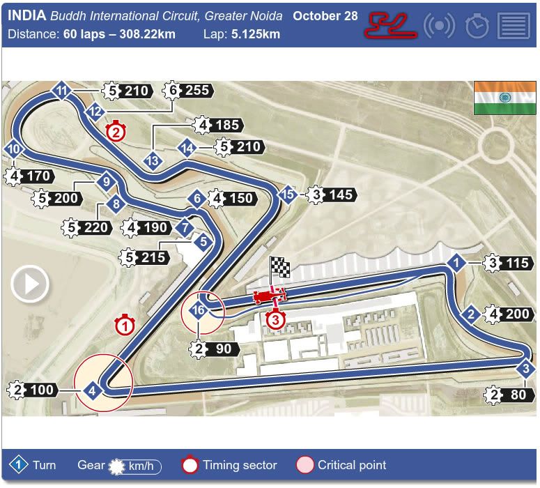 F1 Maps 2012 India F1 Race - Buddh International Circuit, New Delhi