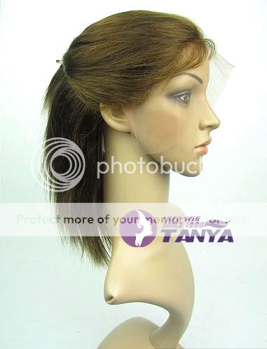   Lace Wig  Yaki Straight 4# Brown Color   100% Remy Human Hair  