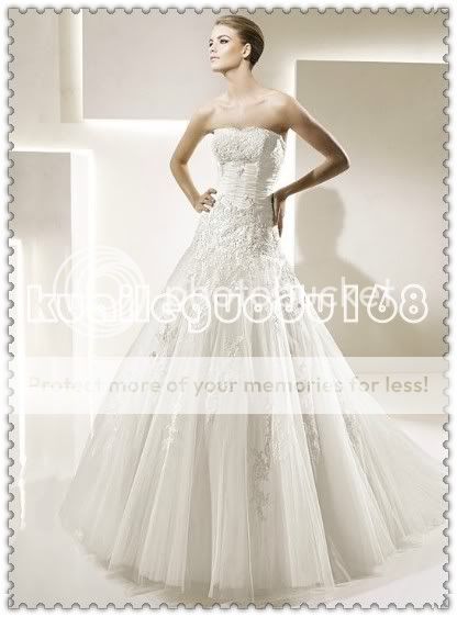   ivory organza applique lace up/zipper wedding bridal dress size Custom